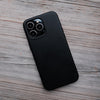 Bare Skin Case for iPhone 15 Pro - Full-Grain Leather Case with MagSafe for iPhone 15 Pro - Black