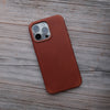 Bare Skin Case for iPhone 15 Pro - Full-Grain Leather Case with MagSafe for iPhone 15 Pro - Cinnamon