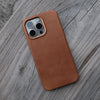 Bare Skin Case for iPhone 15 Pro - Full-Grain Leather Case with MagSafe for iPhone 15 Pro - Golden Tan