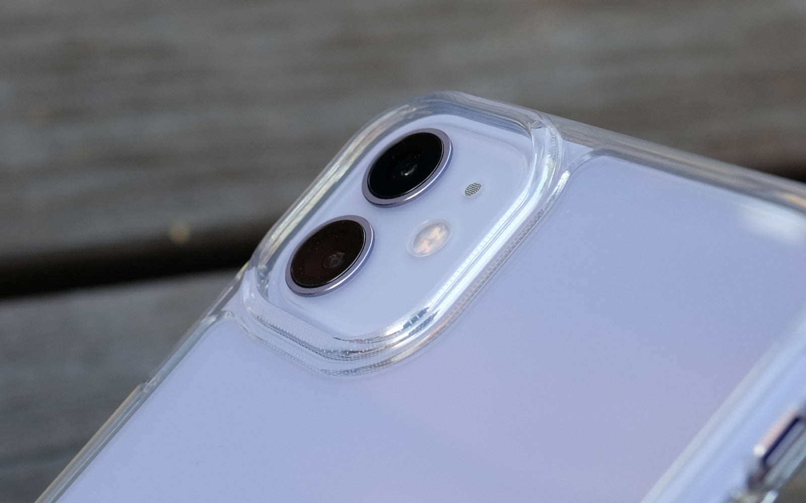 Bare Back Minimlist Shock Resistant Case with a Glass Back for iPhone 11 - Camera Lip