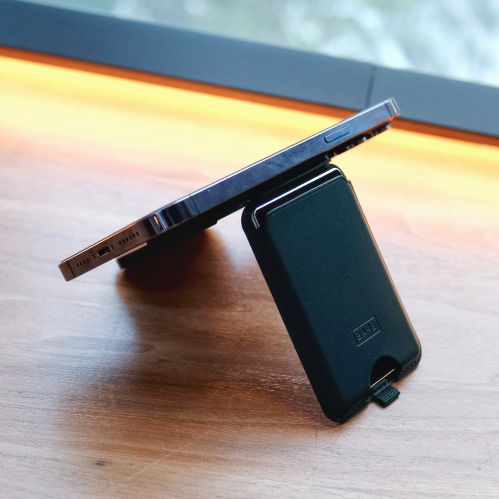 Bare Cases - MagSafe Wallet with Stand - on iPhone - Landscape Stand Mode