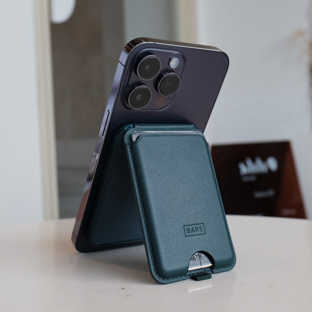 Bare Cases - MagSafe Wallet with Stand - on iPhone - Portrait Stand Mode