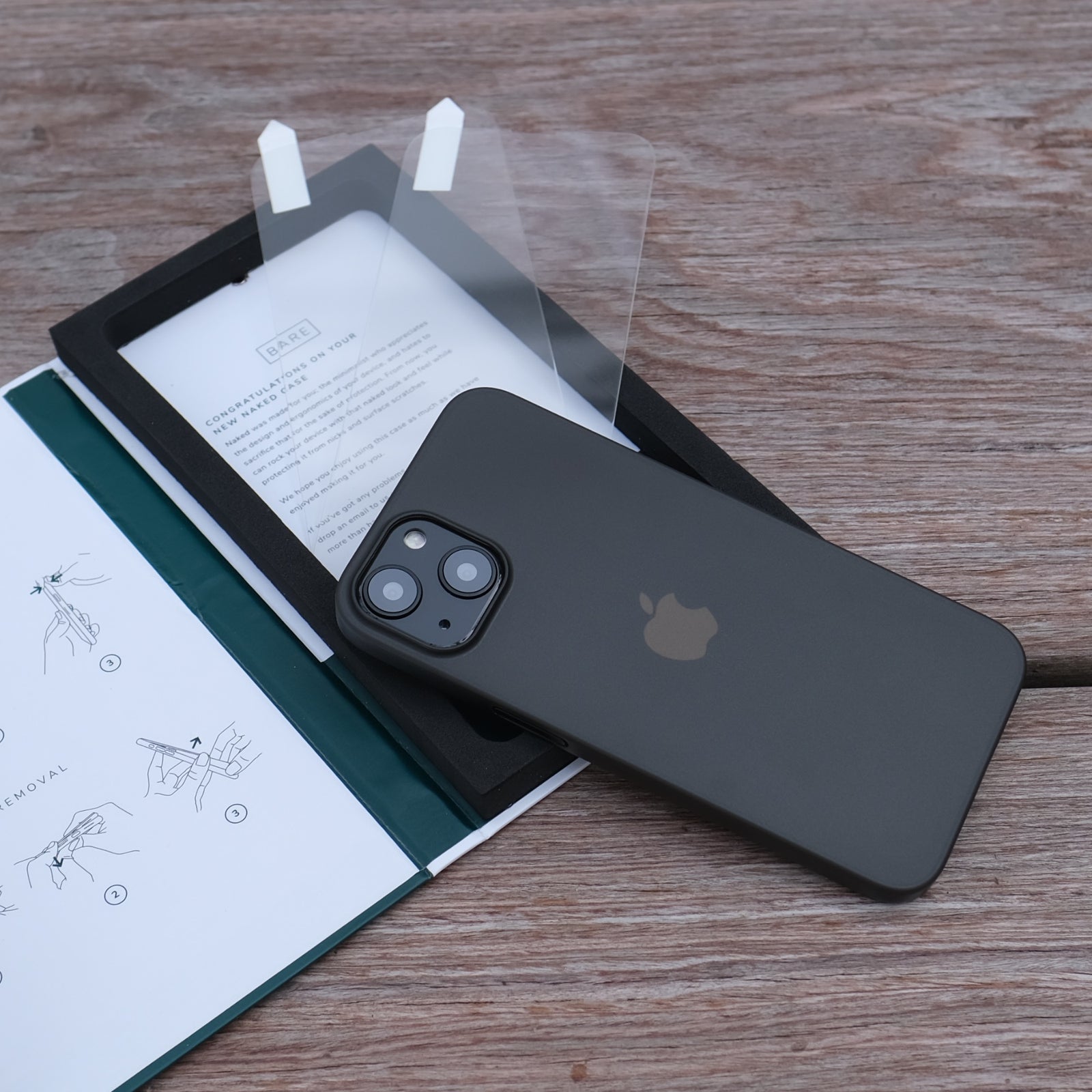 Bare Essentials Pack for iPhone 13 and iPhone 13 mini - Includes Bare Naked - the Thinnest Case for iPhone 13 and iPhone 13 mini and 2 Bare Pane Tempered Glass Screen Protectors for iPhone 13 and iPhone 13 mini - Smoke