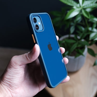 Bare Armour - Minimalist Shock Resistant Case for iPhone 12 and iPhone 12 mini - Blue - Side