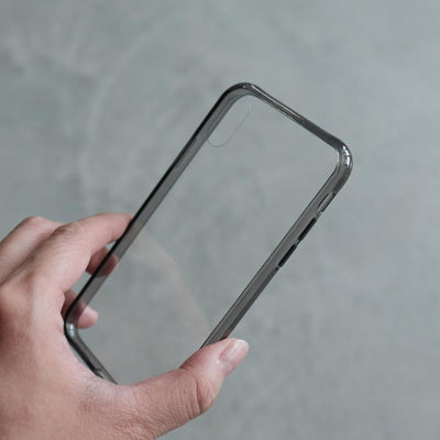 Bare Back Minimlist Shock Resistant Case with a Clear Glass Back for iPhone XS and XS Max - Clear Black Case Only